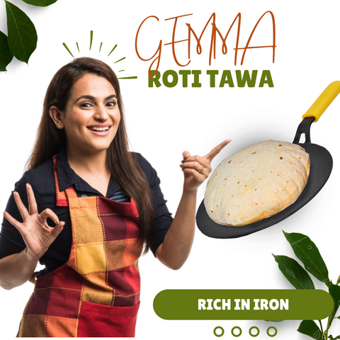 Cast Iron Roti Tawa for Perfect Chapati & Roti Heavy Bottom & Non-Stick Yellow