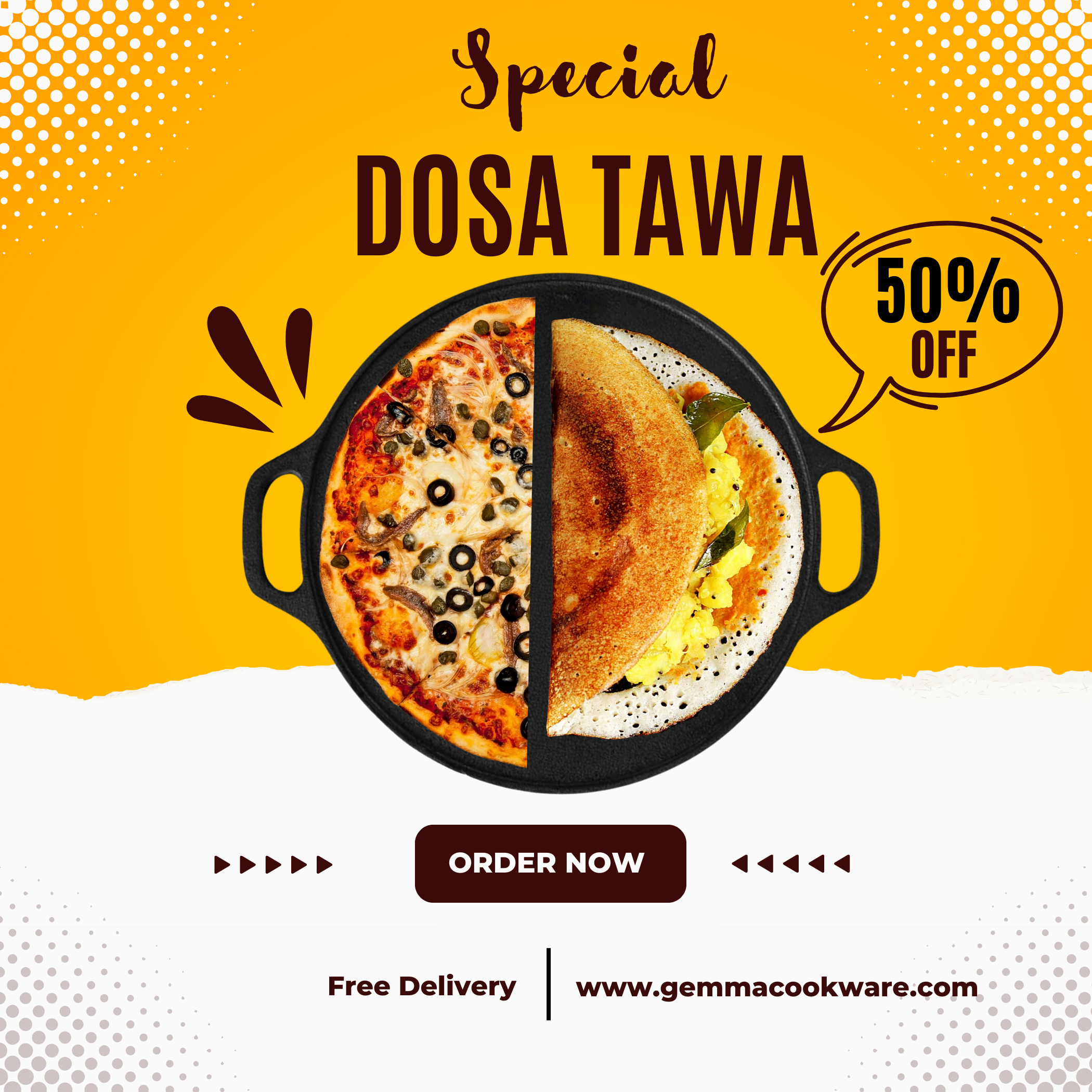 Preseasoned Cast Iron Dosa Tawa Naturally Non Stick Pan for Roti Parantha