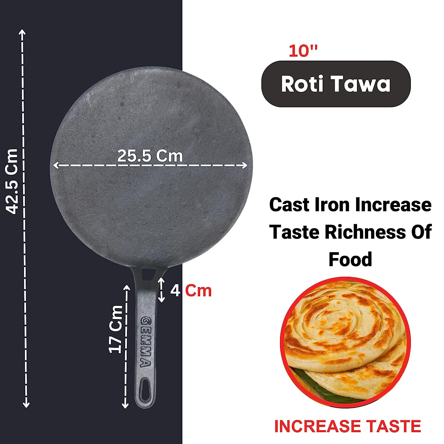 Cast Iron Roti Tawa for Perfect Chapati & Roti Heavy Bottom & Non-Stick Yellow