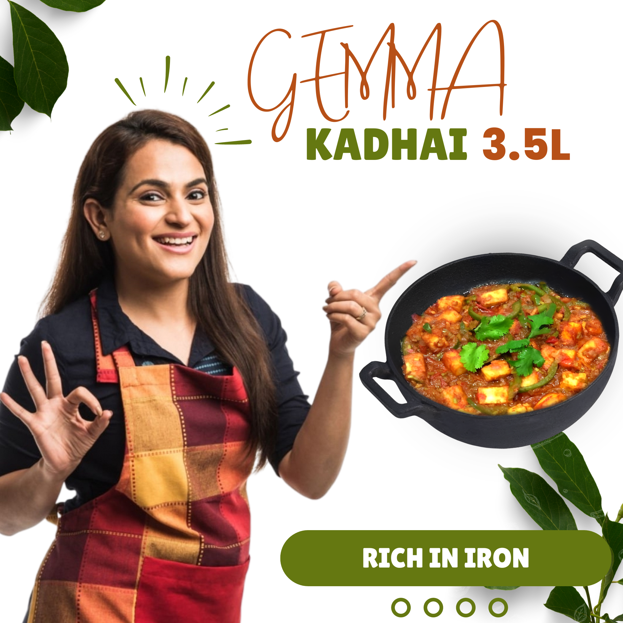 Cast Iron Kadai/Kadhai for Cooking and deep Frying Cast-Iron Kadai 3.5 LTR